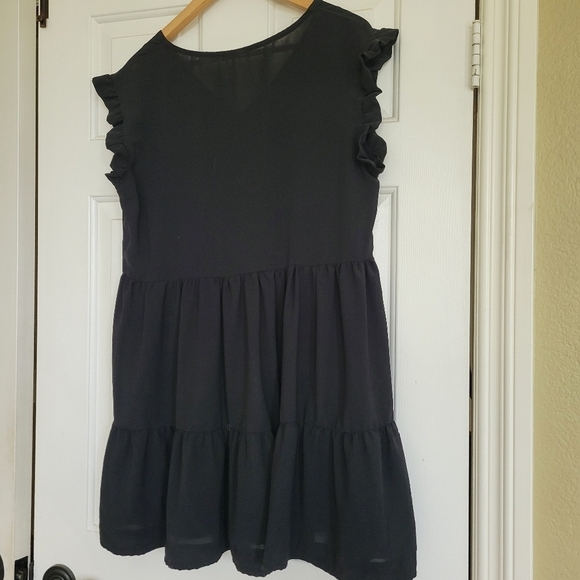Mini Black Flowy Summer Spring Dress M - Picture 5 of 6